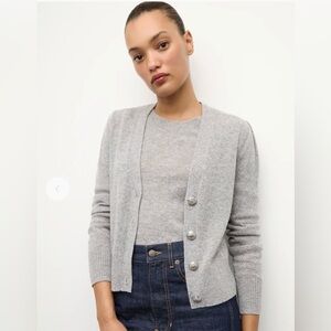 VERONICA BEARD solene cashmere cardigan in heather grey